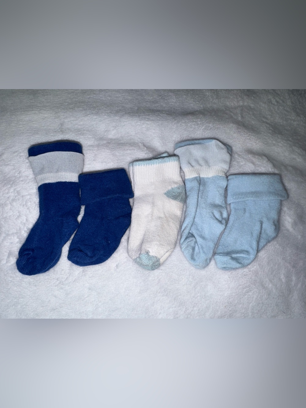 Newborn Baby Sock Set of 3 - Blue & White